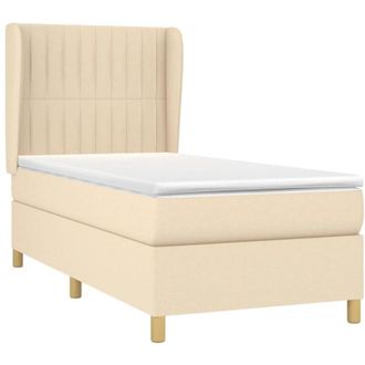 vidaXL Cama Box Spring Con Colch&oacute;n Tela Color Crema 100x200 Cm Vidaxl