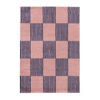 Sweeek Alfombra interior con motivo damero azul y rosa