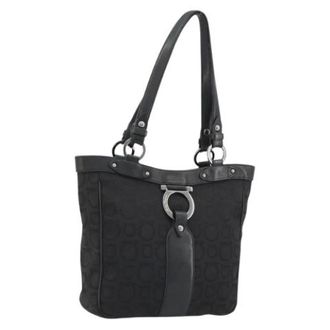 Ferragamo Pre-owned Canvas Tote Bag - Dames - Pre-owned - Zwart - Maat: ONE Size Leer