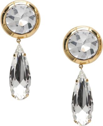 Alessandra Rich Round Earrings with Pendant Drop - female - Alessandra Rich - Earrings - Yellow - ONE SIZE - Accessories
