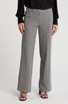 Amanda + Chelsea Plaid Wide Leg Pants in Black/White/Tan at Nordstrom Rack, Size 12