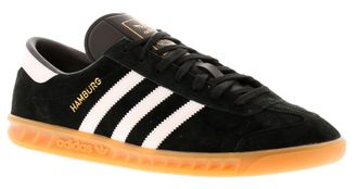 adidas Originals Hamburg Mens Leather Trainers black - Size UK 9.5