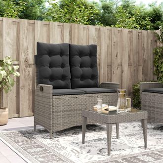 vidaXL Vidaxl - Sill&oacute;n Reclinable De Jard&iacute;n Con Cojines Rat&aacute;n Sint&eacute;tico Gris
