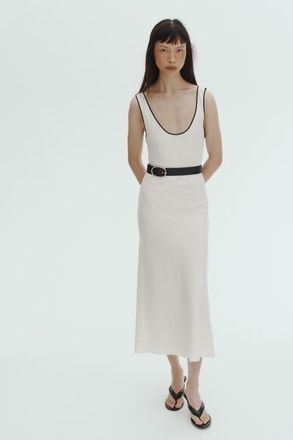 H&M Linen-blend Slip Dress in White at Nordstrom, Size X-Small