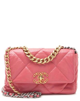 Chanel Pink Lambskin 19 Medium Flap Shoulder Bag (Authentic Pre-Loved)
