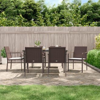 vidaXL Vidaxl - Juego Comedor Jard&iacute;n 7 Piezas Y Cojines Rat&aacute;n Sint&eacute;tico Y Acero