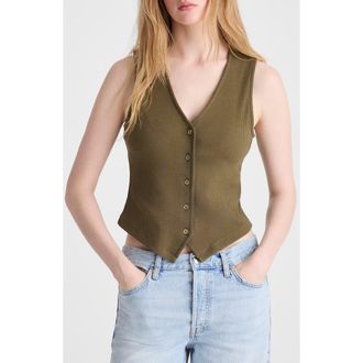 Madewell Rib V-Neck Vest in Faded Ivy at Nordstrom, Size Xx-Large