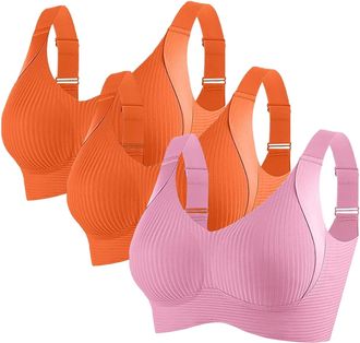 Generic 3 Pack T-Shirt Bras for Women Non Wired Deep V Seamless Wireless Push Up Comfort Plunge Soft Support Full Coverage Everyday Bralettes Support Everyday