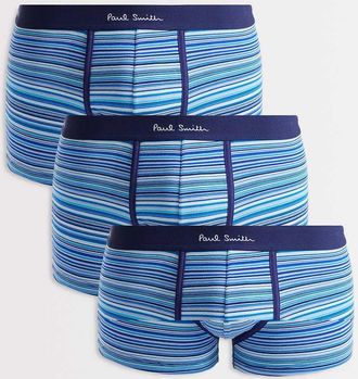 Paul Smith Confezione da 3 boxer aderenti blu a righe con logo