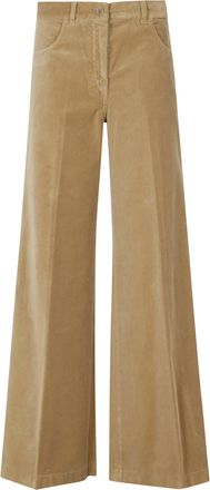 Aspesi Beige Mod 0156 Velvet-Finish Wide-Leg Cotton Pants
