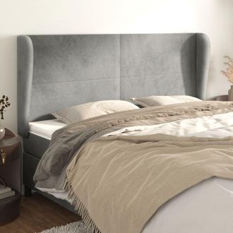 vidaXL Cabecero Con Orejas De Terciopelo Gris Claro 203x23x118/128 Cm Vidaxl
