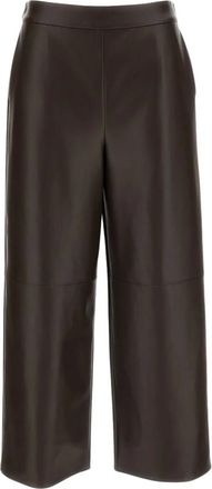 Max Mara Broeken, Dames, Bruin, XS, Leer, Wijde broek