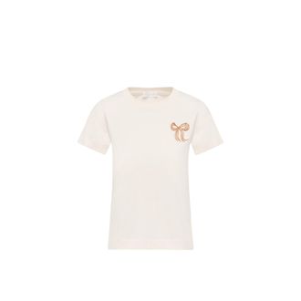 Moncler Moncler Embroidered Bow Cotton T-shirt, Women, White, Size: Xl