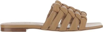 Tod's Sandalen van leer Geweven band Open teen Instapmodel Platte zool Gemaakt in Itali&euml; Samenstelling: 100% leer - Dames - Sandalen - Beige - 40 EU - Leer 