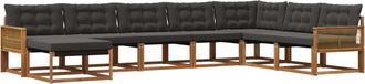 vidaXL Conjunto De Sof&aacute;s De Exterior 8 Uds. Natural Y Negro Vidaxl