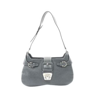 Ferragamo Pre-owned Shoulder Bags, female, Green, Size: ONE SIZE Pre-owned Gancini Leather Shoulder Bag