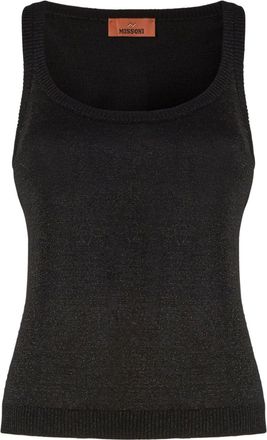 Missoni metallic-threading scoop-neck tank top - women - Rayon/Metallic Fibre - 44 - Black