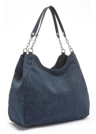 Vivance Henkeltasche VIVANCE Schultertasche, Damen, Gr. B/H/T: 34cm x 30cm x 16cm, blau, Lederimitat, unifarben, Taschen Henkeltasche, mit silberfarbenen Deta
