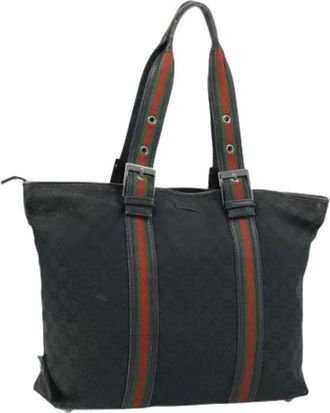 Gucci Pre-owned Tote Bags, female, Black, Size: ONE SIZE Pre-owned Vintage GG Canvas Tote