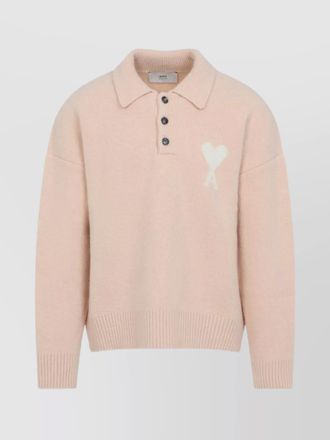 Ami ribbed cuff and hem polo sweater