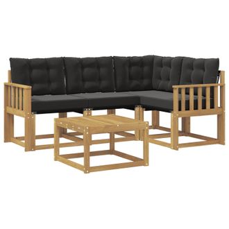 vidaXL Conjunto De Sof&aacute;s De Exterior Con Coj&iacute;n 5 Pcs Blanco Y Negro Vidaxl