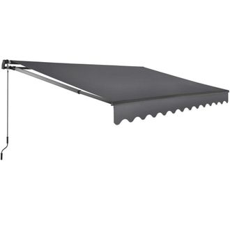 TecTake Toldo con brazo articulado y soporte pared, 300x250 cm, negro