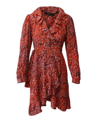 Maje Rosetto Leopard Wrap Dress in Red Viscose