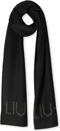 Liu Jo Accessoires, Dames, Zwart, ONE Size, Wol, Zwart Lurex Logo Sjaal