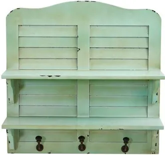 Nearly Natural 20-in Vintage Window Shutter Shelving with Hooks Wall Decor in Cream at Nordstrom