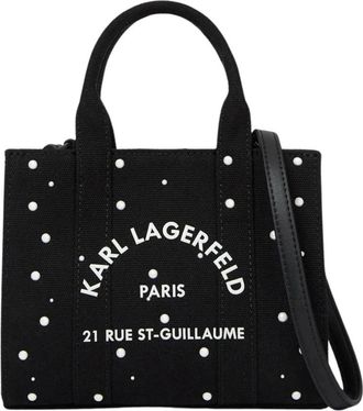 Karl Lagerfeld Mini Square Tote - Dames - Handtassen - Zwart - ONE Size - Katoen - Tassen
