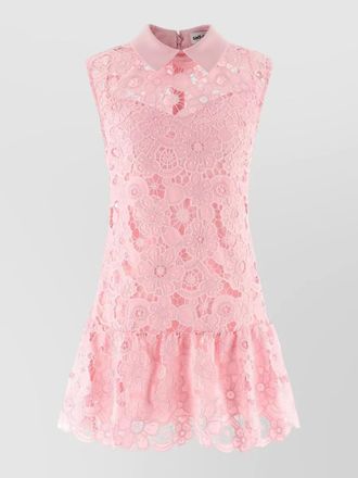 Self Portrait lace collared dress sleeveless floral design