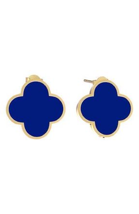 Gabi Rielle Enamel Clover Stud Earrings in Gold/Blue at Nordstrom Rack