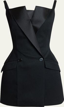 Givenchy Sleeveless Raw-Edge Tuxedo Mini Dress