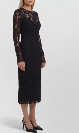 Dolce & Gabbana lace slim-fit long-sleeve crew-neck midi dress