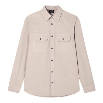 A|X Armani Exchange Casual Shirts, male, Beige, Size: 2XL Cotton Shirt