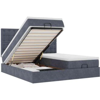vidaXL Estructura Cama Otomana Colchones Terciopelo Gris Oscuro Vidaxl