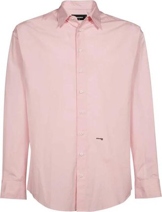 Dsquared2 Cotton Shirt - Heren - Casual Overhemden - Roze - XL - Katoen - Overhemden