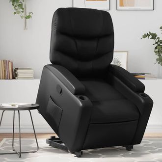 vidaXL Vidaxl - Sill&oacute;n Reclinable Elevable Cuero Artificial Negro