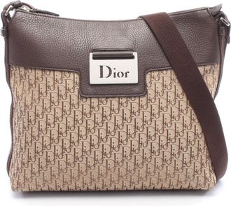 Dior Beige Brown Canvas Leather Handbag Shoulder Bag (Pre-Owned)
