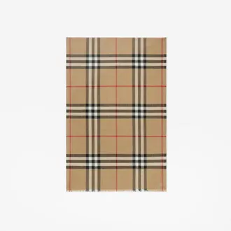 Burberry Wide Check Wool Silk Scarf