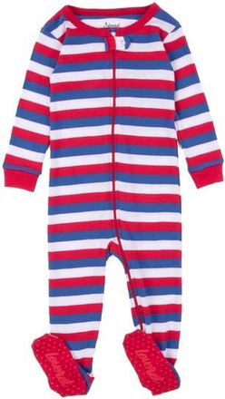 Leveret Footed Printed Cotton Pajamas, Solids, Stripes & Tie Dye in Striped Red White & Blue at Nordstrom, Size 18-24M