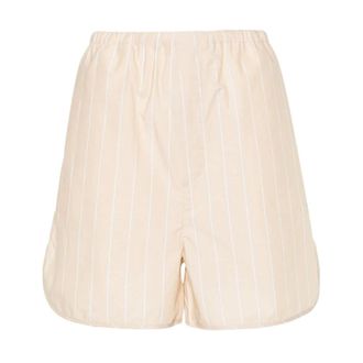 Filippa K Korte Broeken, Dames, Beige, S, Katoen, Beige Katoenen Poplin Shorts