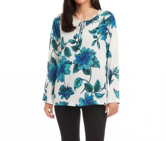 Karen Kane Keyhole Side-Slit Sleeve Tunic Top - Petite In Floral Print