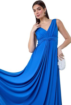 Ariella Womens Plain Knot Front Maxi Dress - Blue - Size 8 UK