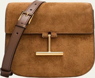 Tom Ford Tara Mini Flap Crossbody Bag in Suede and Leather