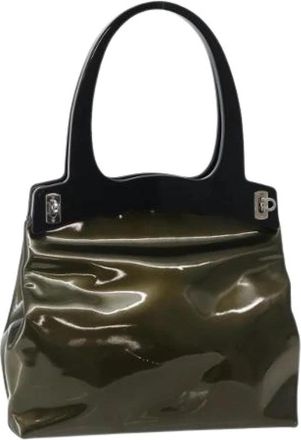 Ferragamo Tweedehands leren handtassen - Dames - Vintage Handtas - Groen - ONE Size - Vintage