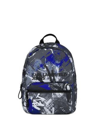 Karl Lagerfeld graffiti-print backpack - men - Polyester/Polyurethane - OS - Grey