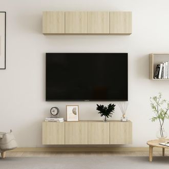 Berkfield Home TV Cabinets 4 pcs Sonoma Oak 60x30x30 cm Engineered Wood in Brown | Size: 60 x 30 x 30 cm