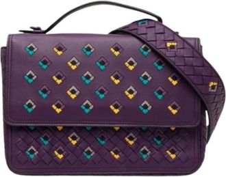 Bottega Veneta Borsa 2way Pre-owned in Pelle Intrecciato Ricamata - - Pre-owned - Donna - Viola - ONE SIZE