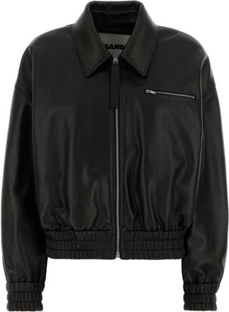 Jil Sander Leren Bomberjack - Dames - Bomber jackets - Zwart - S - Katoen - Jassen